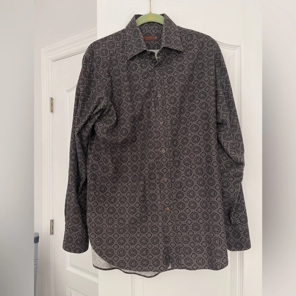 Etro Milano Made in Italy Paisley Print Button Front Shirt Size 40 L